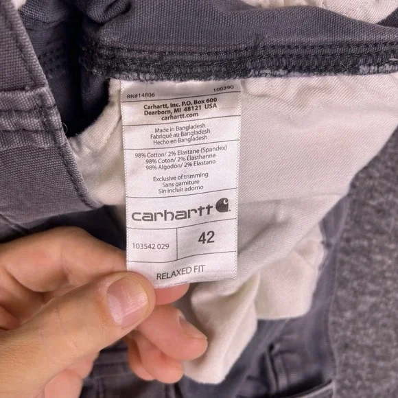 Carhartt Cargo Shorts Mens 42‎ Gray Hook & Loop Utility Relaxed 103542-Fit41x10 - Picture 11 of 11